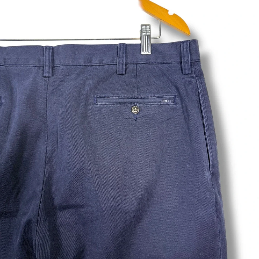 Polo Ralph Lauren Chino Pants Men 38 Navy Blue Pleated Classic Fit Cotton Preppy